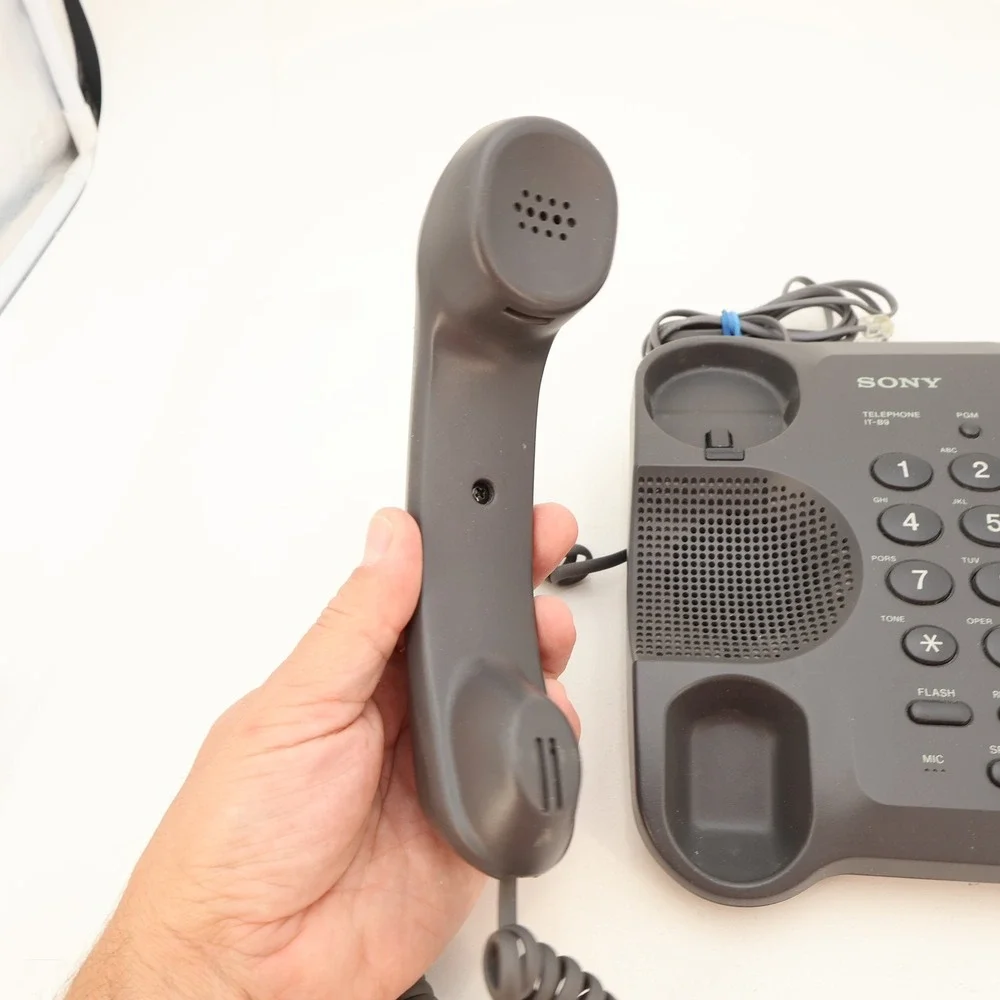 Sony IT-B9 Corded Landline Telephone with Speakerphone Gray Retro Desktop Phone